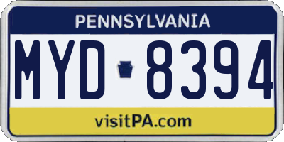 PA license plate MYD8394