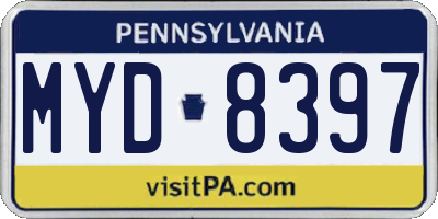 PA license plate MYD8397