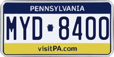 PA license plate MYD8400