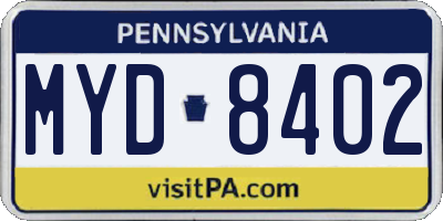 PA license plate MYD8402
