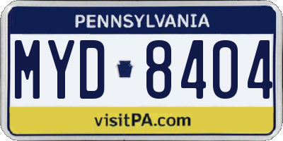 PA license plate MYD8404