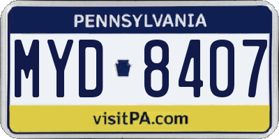 PA license plate MYD8407