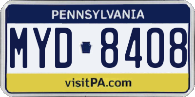 PA license plate MYD8408