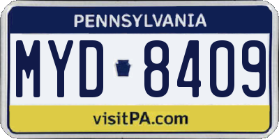 PA license plate MYD8409