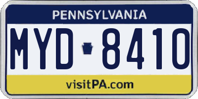 PA license plate MYD8410