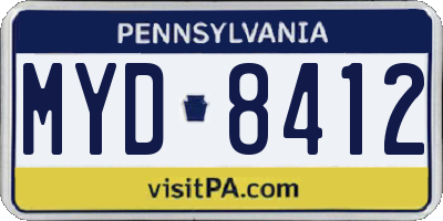 PA license plate MYD8412