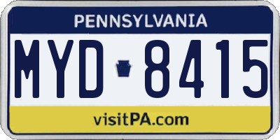 PA license plate MYD8415