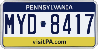PA license plate MYD8417