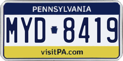 PA license plate MYD8419