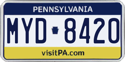 PA license plate MYD8420