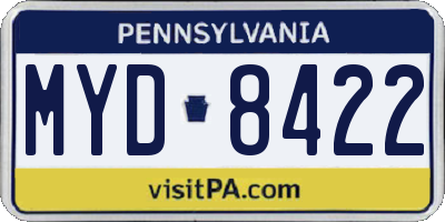 PA license plate MYD8422