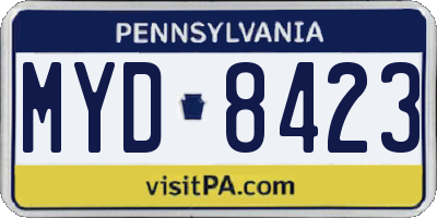 PA license plate MYD8423