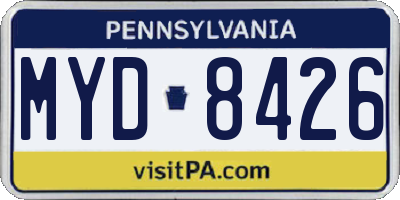 PA license plate MYD8426