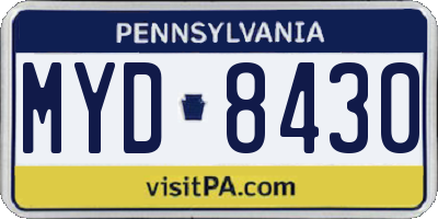 PA license plate MYD8430