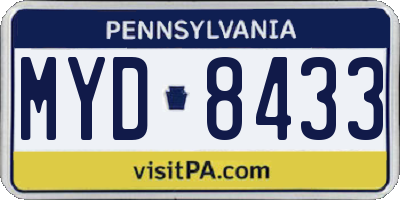 PA license plate MYD8433