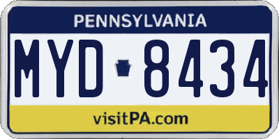 PA license plate MYD8434