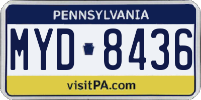 PA license plate MYD8436