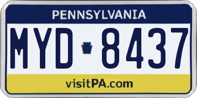 PA license plate MYD8437