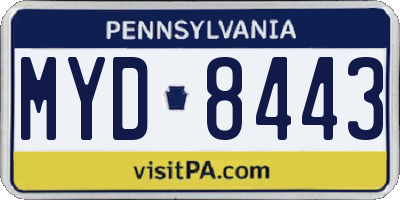 PA license plate MYD8443