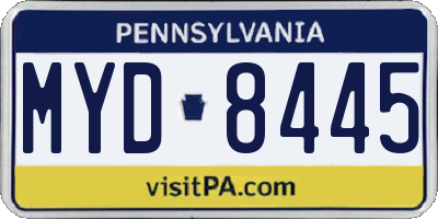 PA license plate MYD8445
