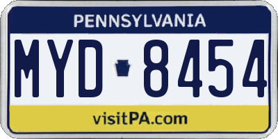 PA license plate MYD8454