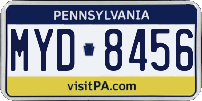 PA license plate MYD8456