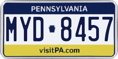 PA license plate MYD8457