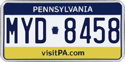 PA license plate MYD8458