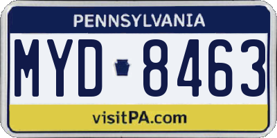 PA license plate MYD8463