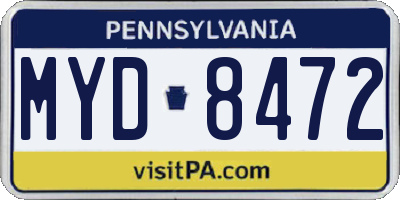 PA license plate MYD8472