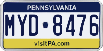 PA license plate MYD8476