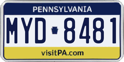 PA license plate MYD8481