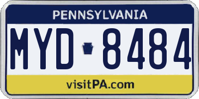 PA license plate MYD8484