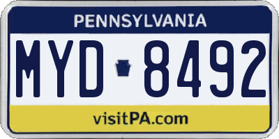PA license plate MYD8492