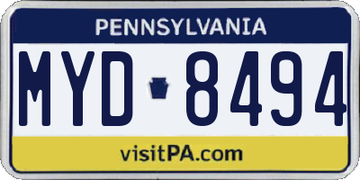 PA license plate MYD8494