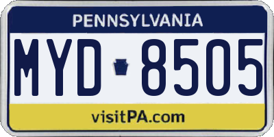 PA license plate MYD8505