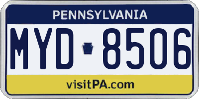 PA license plate MYD8506