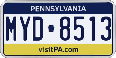 PA license plate MYD8513