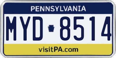 PA license plate MYD8514
