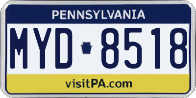 PA license plate MYD8518