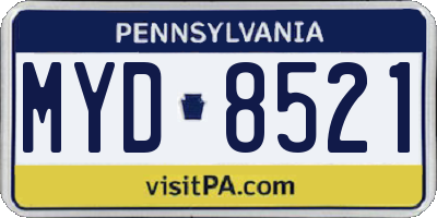 PA license plate MYD8521