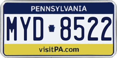 PA license plate MYD8522