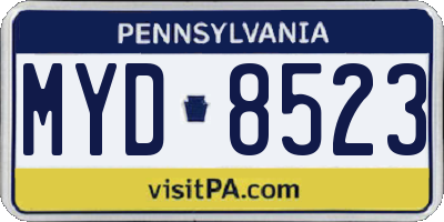 PA license plate MYD8523