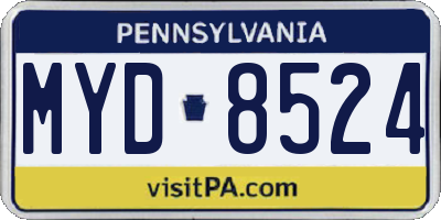 PA license plate MYD8524