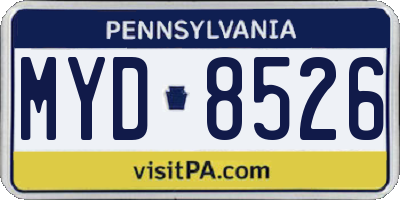 PA license plate MYD8526