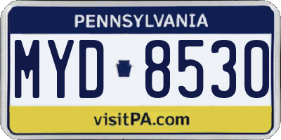 PA license plate MYD8530
