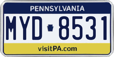 PA license plate MYD8531