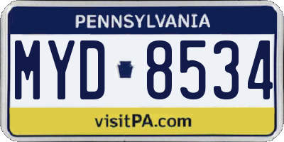 PA license plate MYD8534