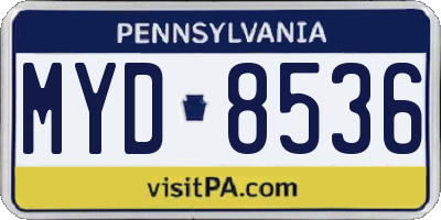 PA license plate MYD8536