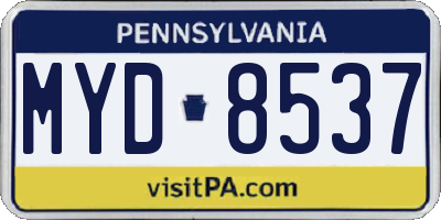 PA license plate MYD8537
